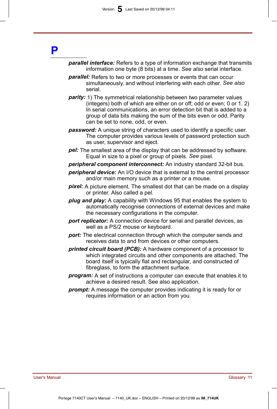 Toshiba Portege 7140 User Manual | Page 187 / 196