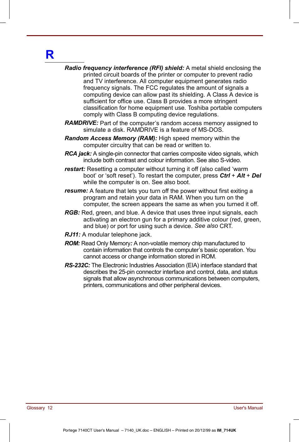 Toshiba Portege 7140 User Manual | Page 188 / 196