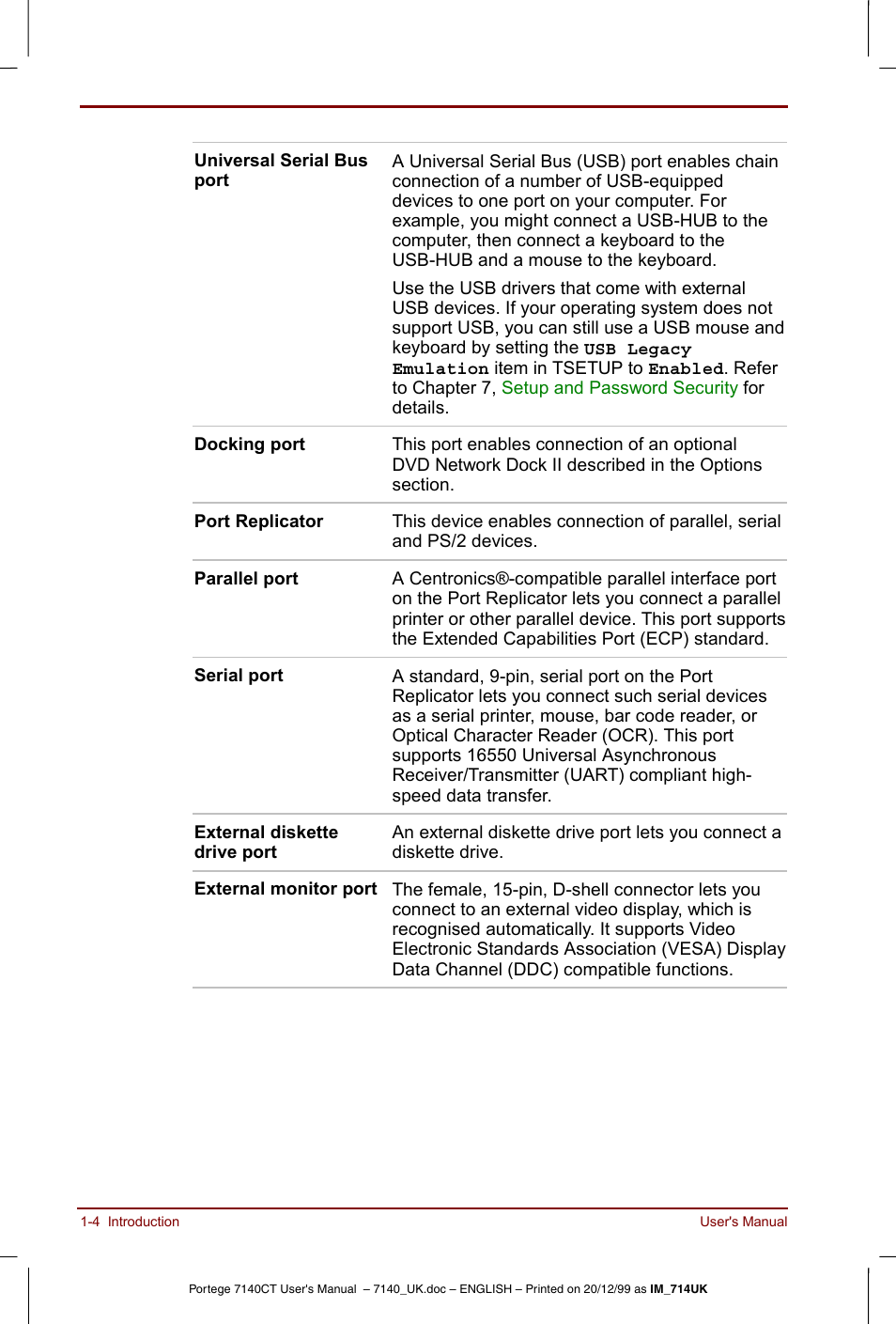 Toshiba Portege 7140 User Manual | Page 20 / 196