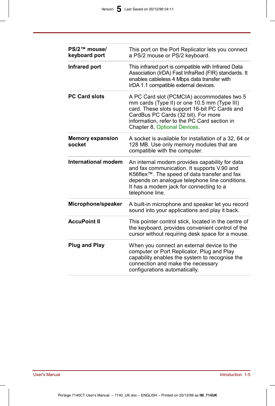 Toshiba Portege 7140 User Manual | Page 21 / 196