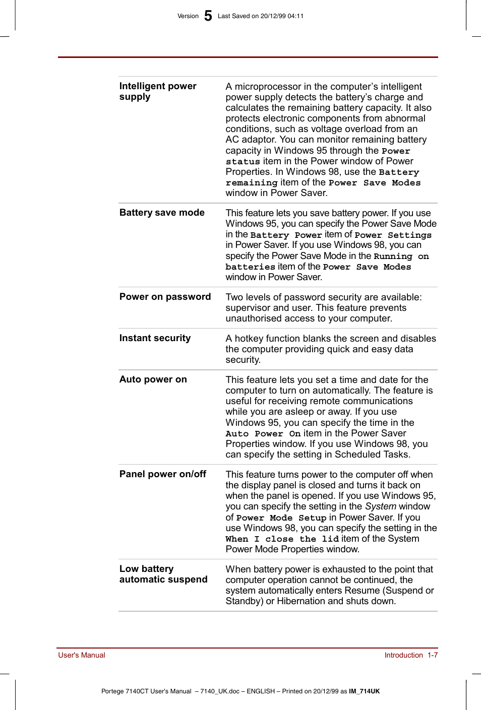 Toshiba Portege 7140 User Manual | Page 23 / 196