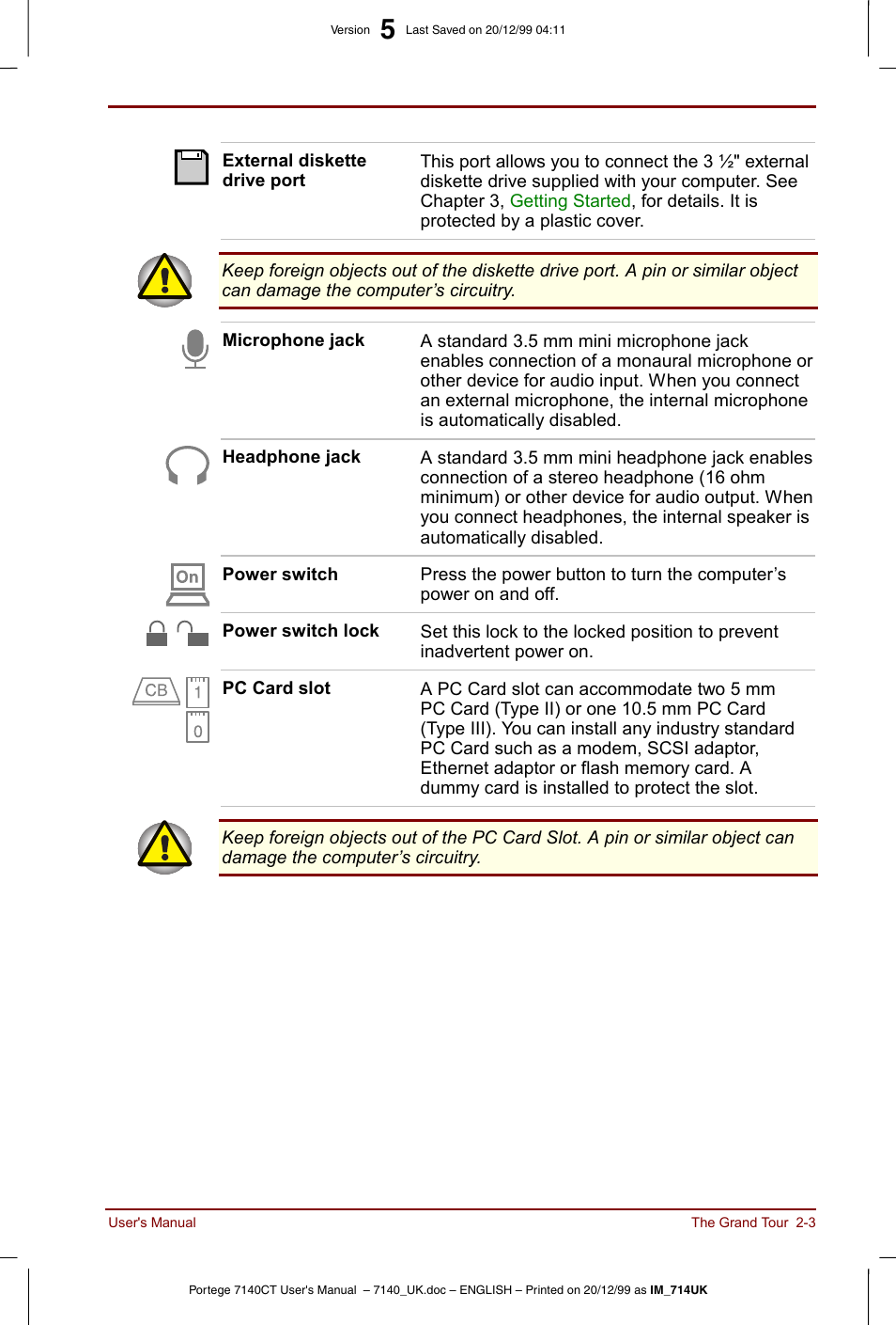 Toshiba Portege 7140 User Manual | Page 29 / 196