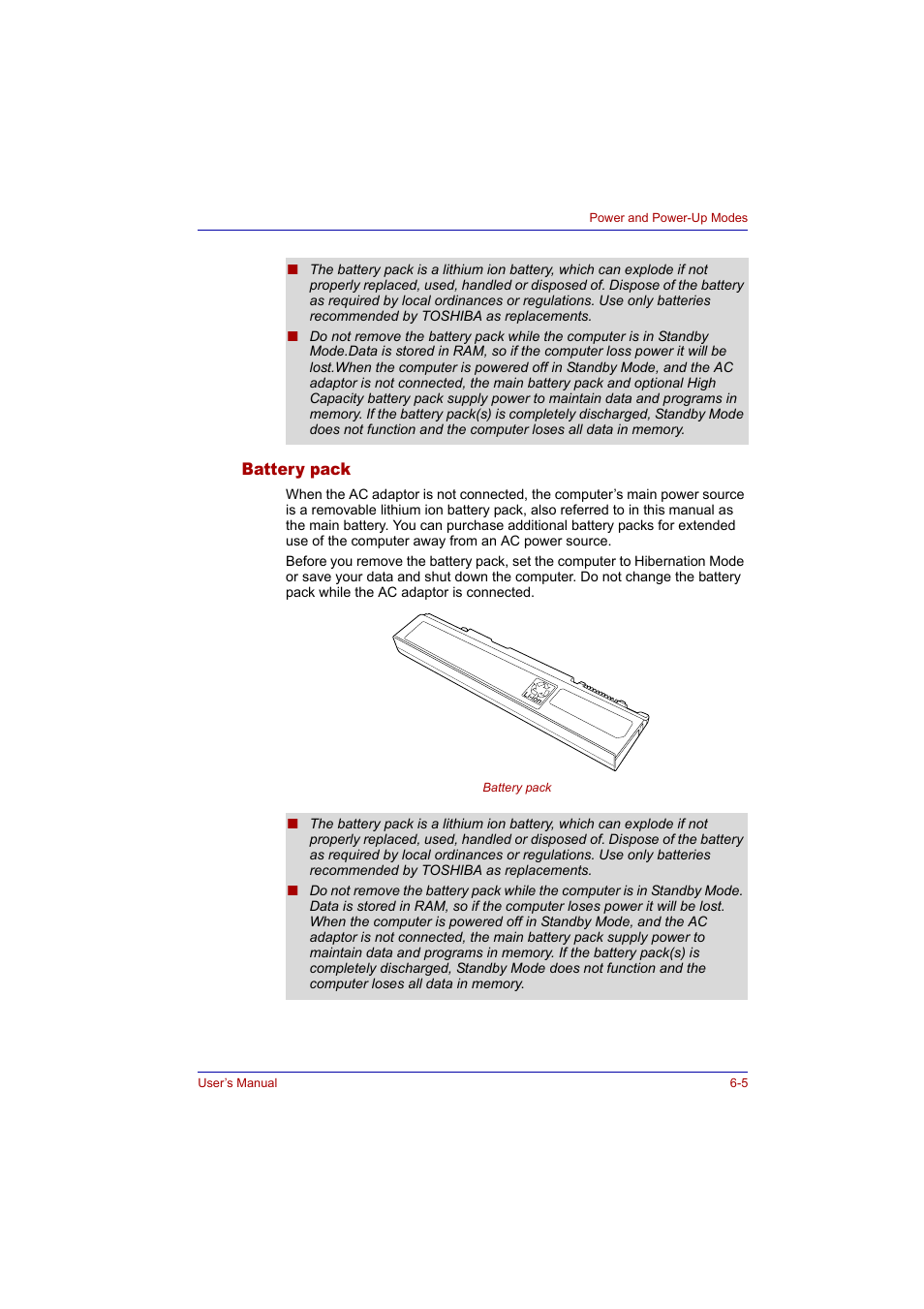Battery pack, Battery pack -5 | Toshiba Tecra A2 User Manual | Page 103 / 198