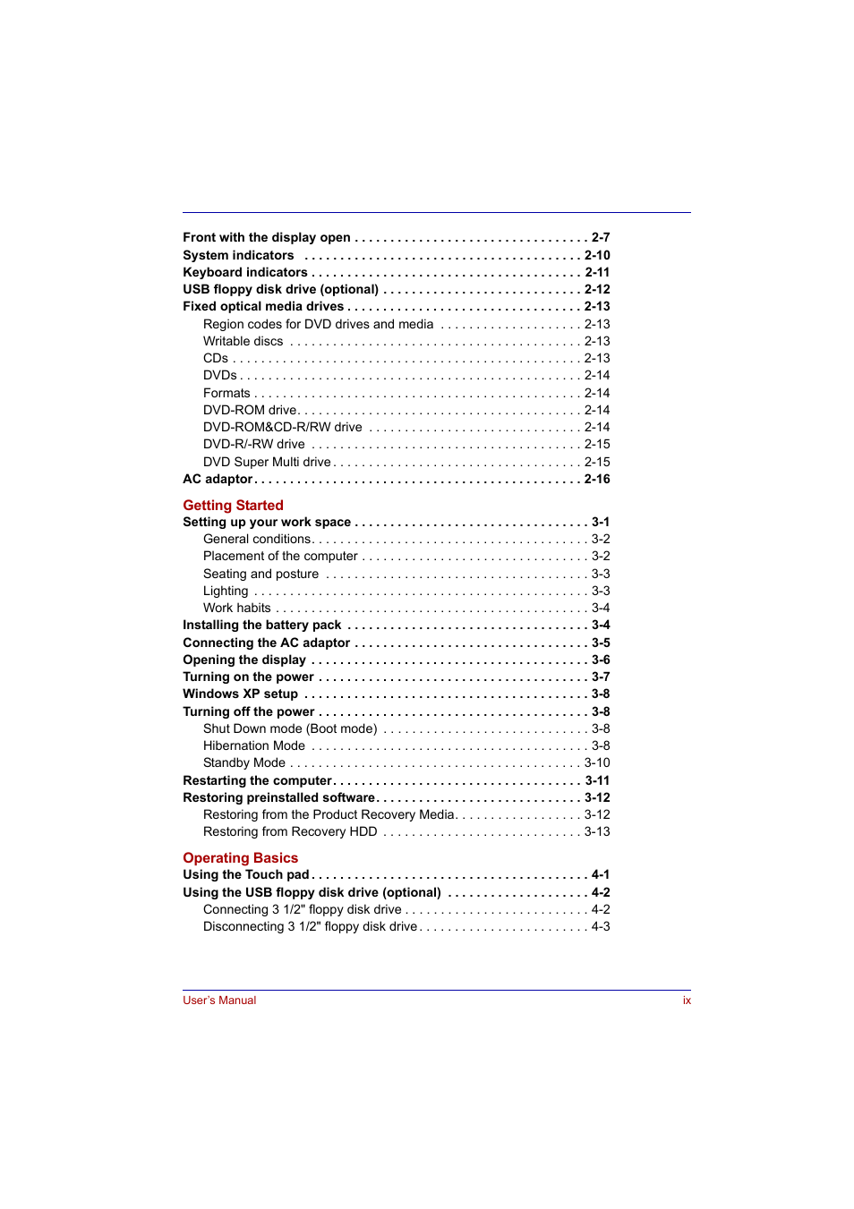 Toshiba Tecra A2 User Manual | Page 9 / 198