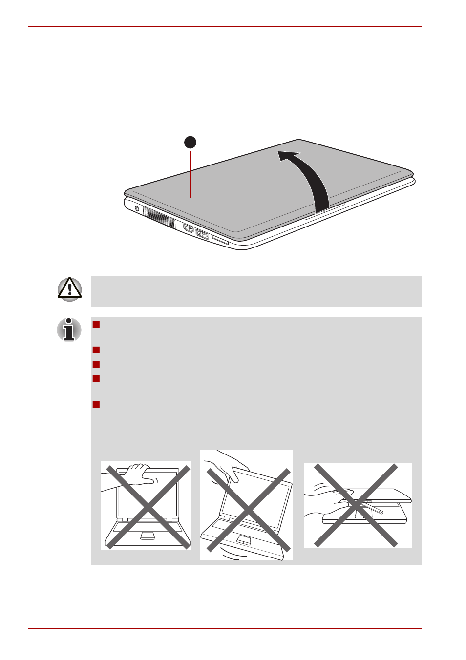 Opening the display | Toshiba Satellite T230 User Manual | Page 22 / 170
