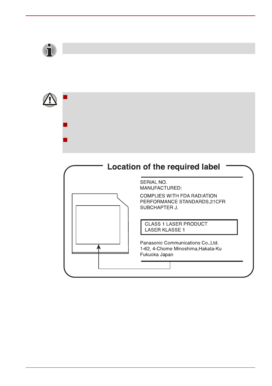 Optical disc drive safety instructions | Toshiba SATELLITE U500 User Manual | Page 9 / 212