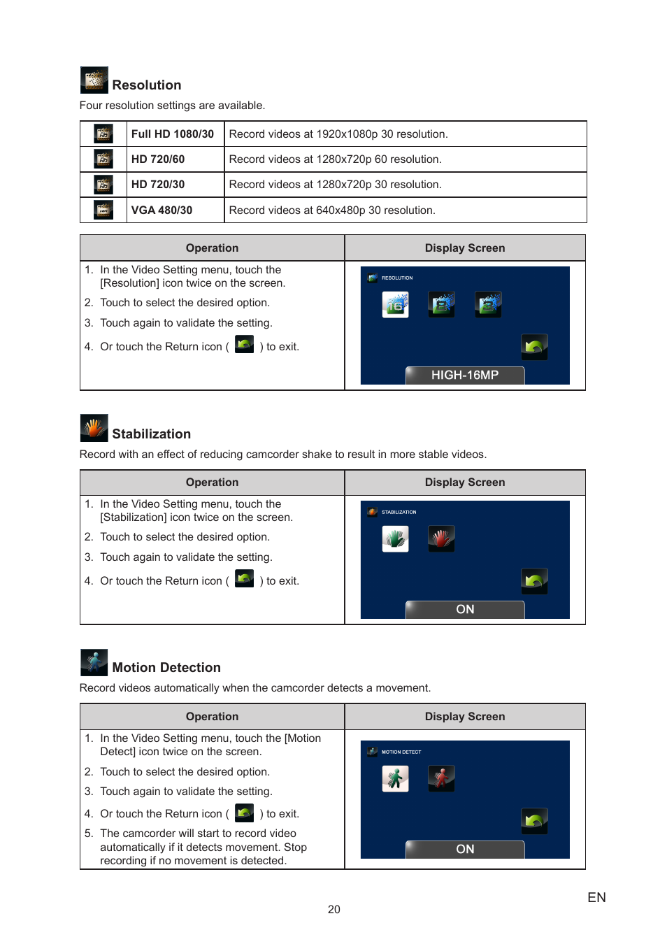 Toshiba Camileo P100 User Manual | Page 20 / 51