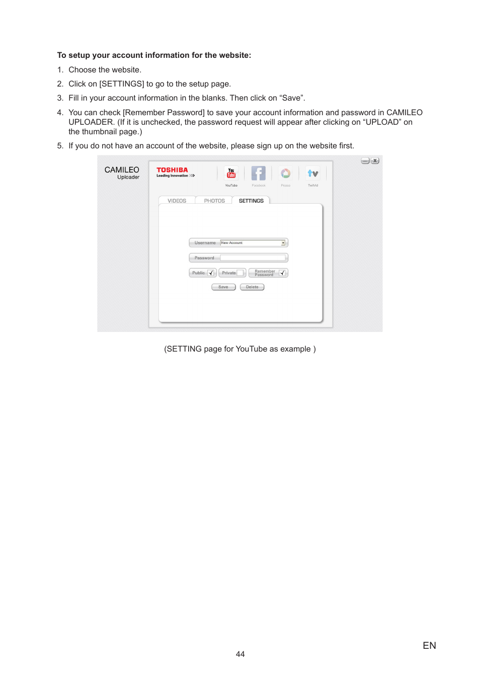 Toshiba Camileo P100 User Manual | Page 44 / 51