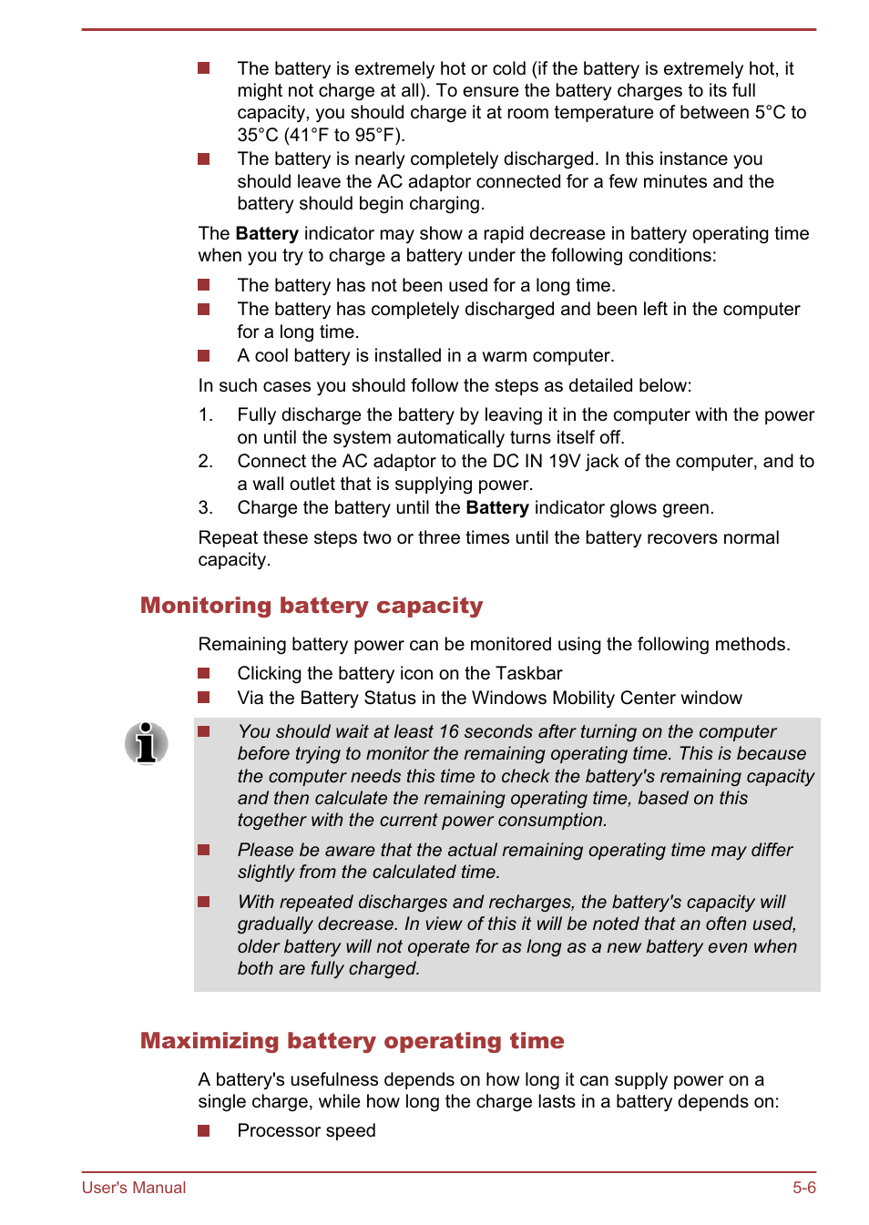 Monitoring battery capacity, Maximizing battery operating time | Toshiba Portege R930 User Manual | Page 150 / 195