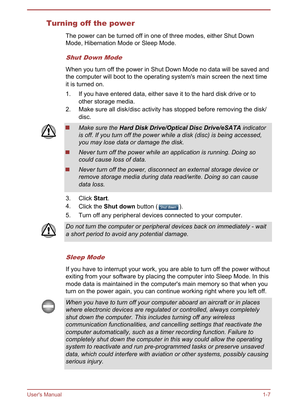 Turning off the power | Toshiba Portege R930 User Manual | Page 23 / 195
