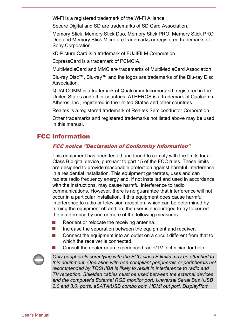 Fcc information | Toshiba Portege R930 User Manual | Page 5 / 195