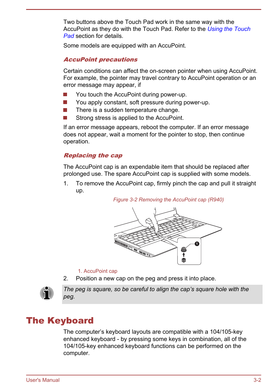 The keyboard, The keyboard -2, Keys. refer to the | Section | Toshiba Portege R930 User Manual | Page 67 / 195