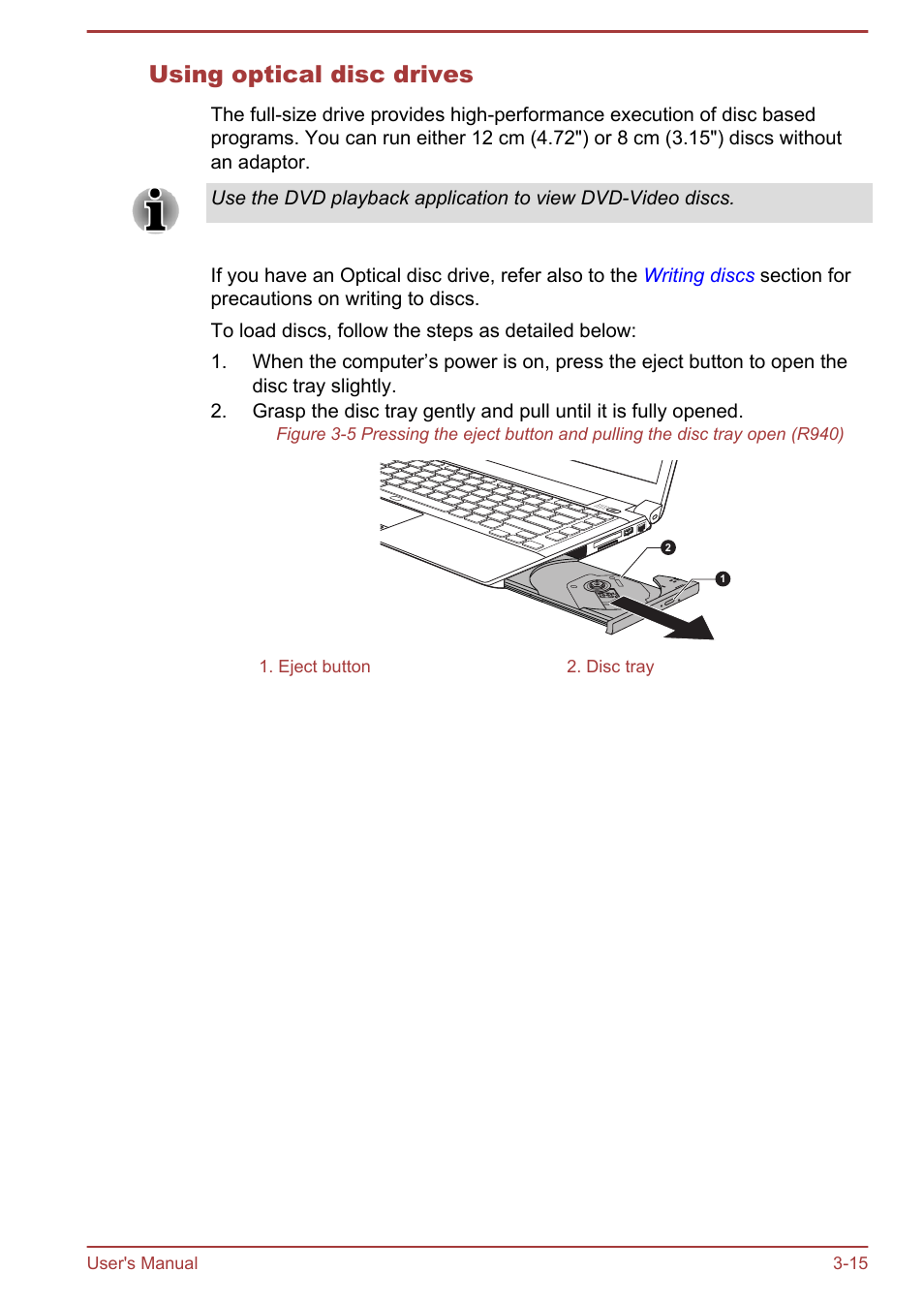 Using optical disc drives | Toshiba Portege R930 User Manual | Page 80 / 195