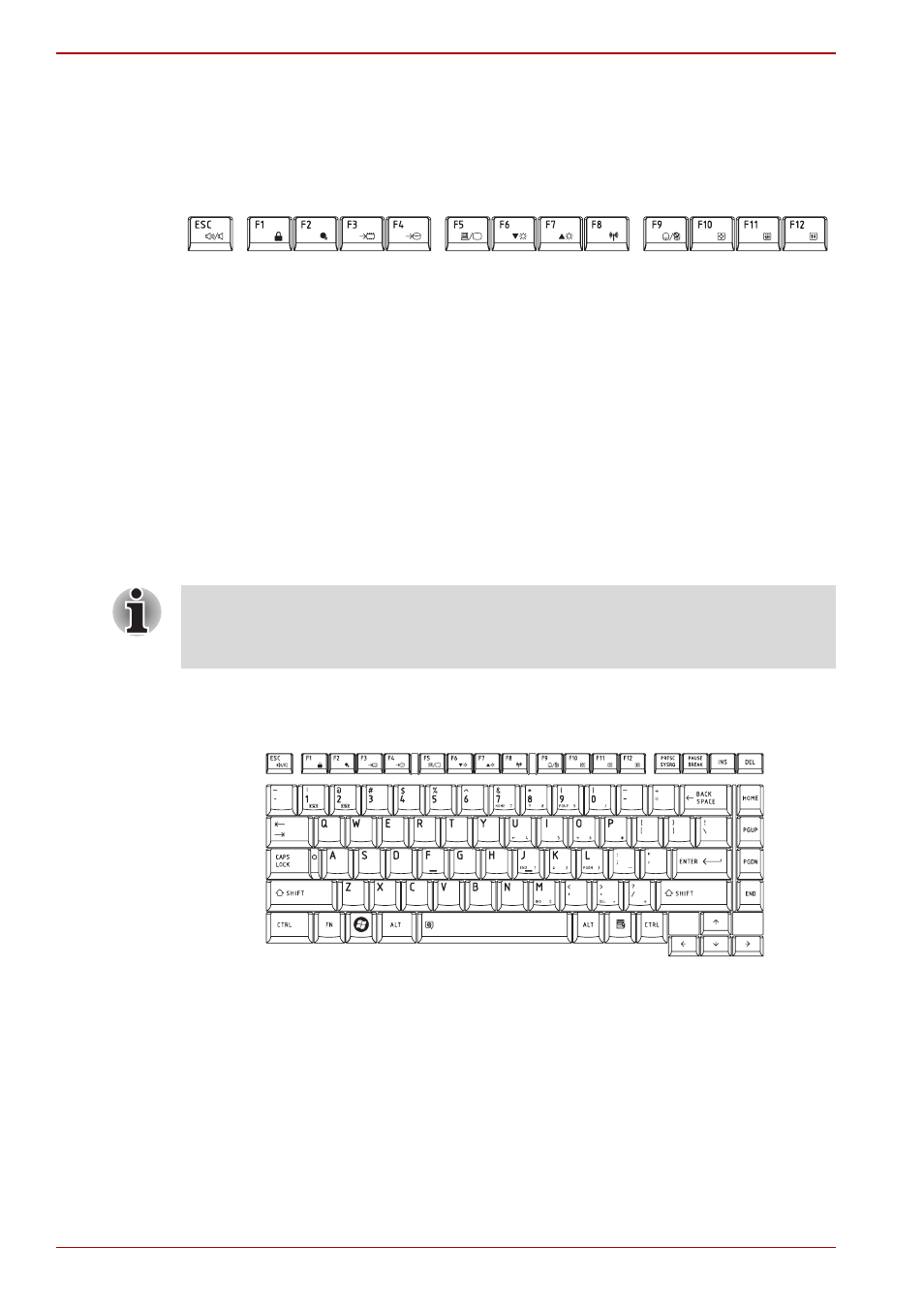 Function keys: f1 … f12, Soft keys: fn key combinations | Toshiba Satellite L450 User Manual | Page 92 / 184