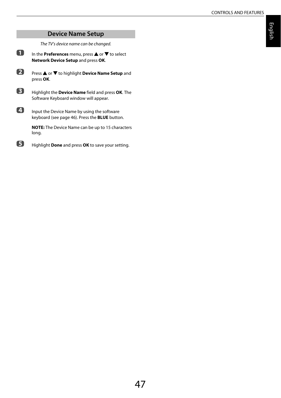 Device name setup | Toshiba XL975 User Manual | Page 47 / 92