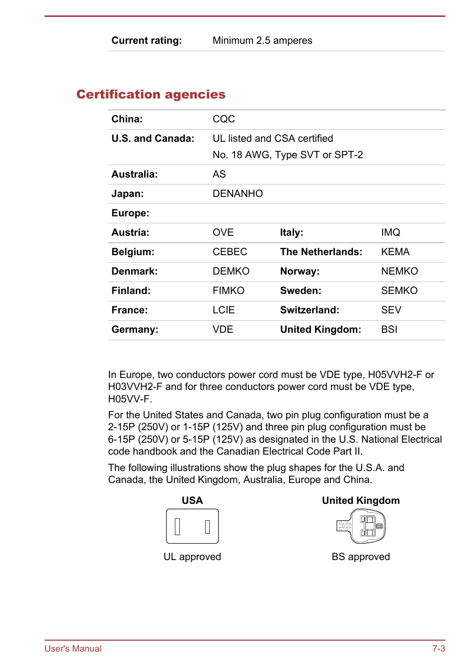 Certification agencies | Toshiba Qosmio X70-B User Manual | Page 111 / 128