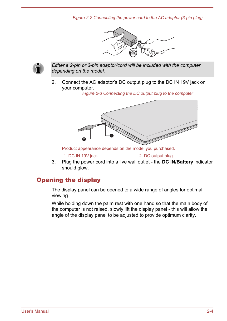 Opening the display | Toshiba Qosmio X70-B User Manual | Page 26 / 128