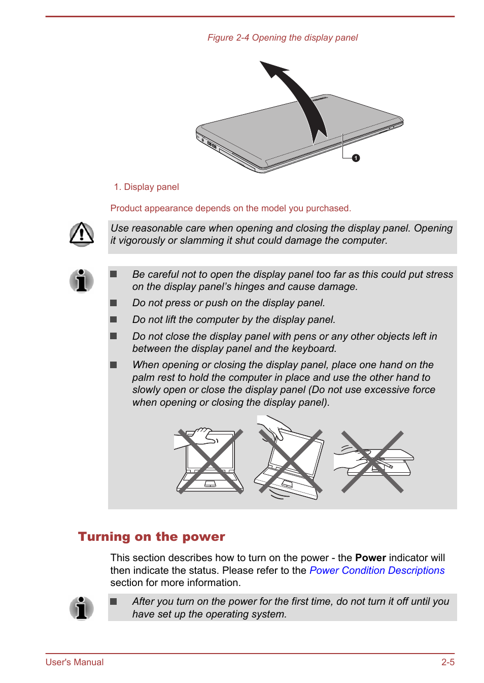 Turning on the power | Toshiba Qosmio X70-B User Manual | Page 27 / 128