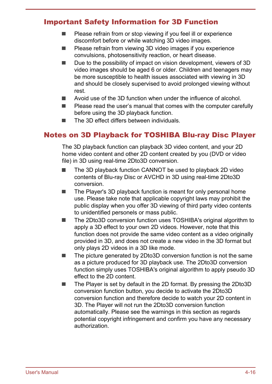 Important safety information for 3d function | Toshiba Qosmio X70-B User Manual | Page 61 / 128