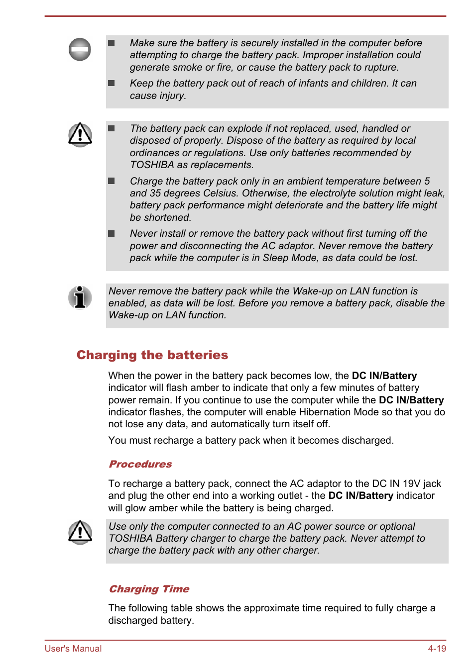 Charging the batteries | Toshiba Qosmio X70-B User Manual | Page 64 / 128