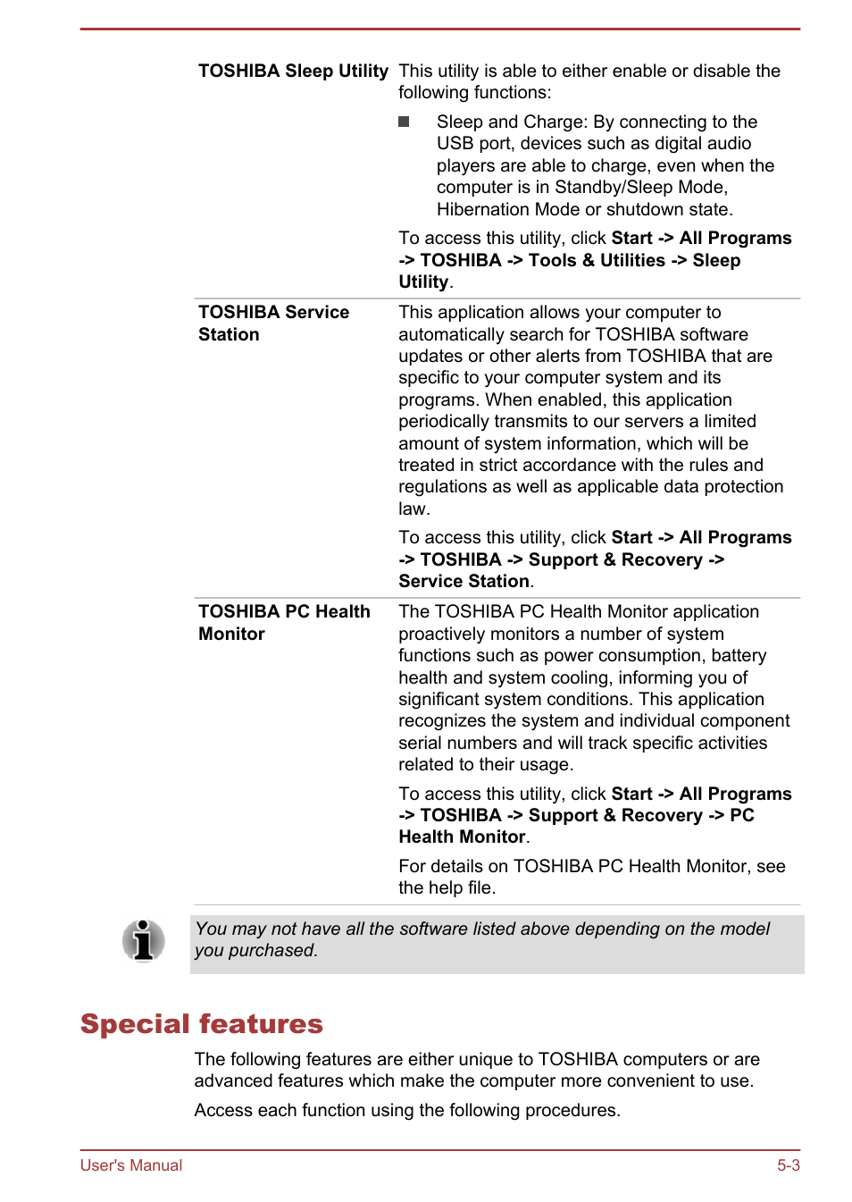 Special features, Special features -3 | Toshiba Qosmio X70-B User Manual | Page 82 / 128