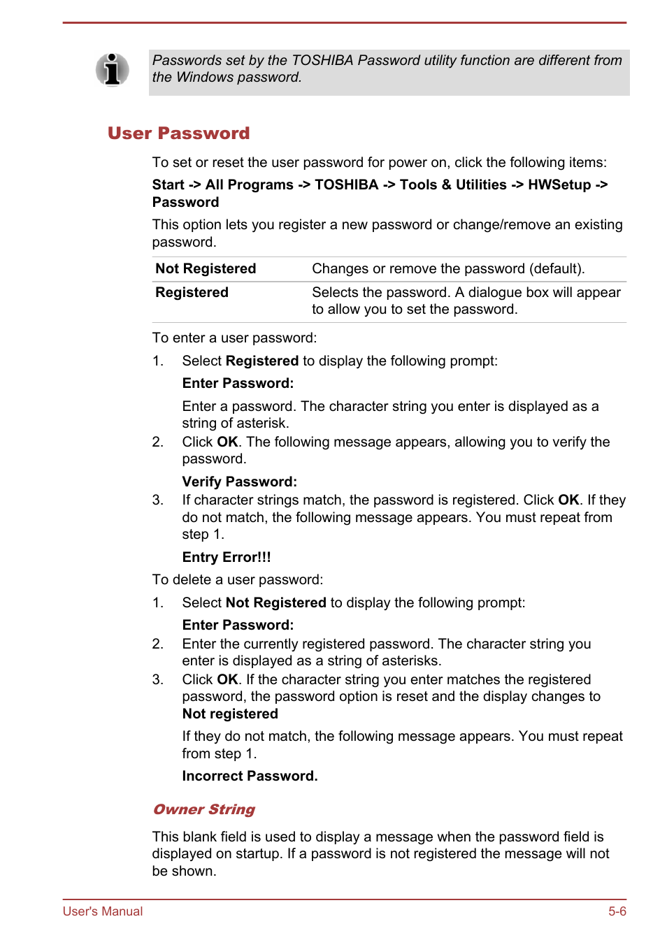 User password | Toshiba Qosmio X70-B User Manual | Page 85 / 128