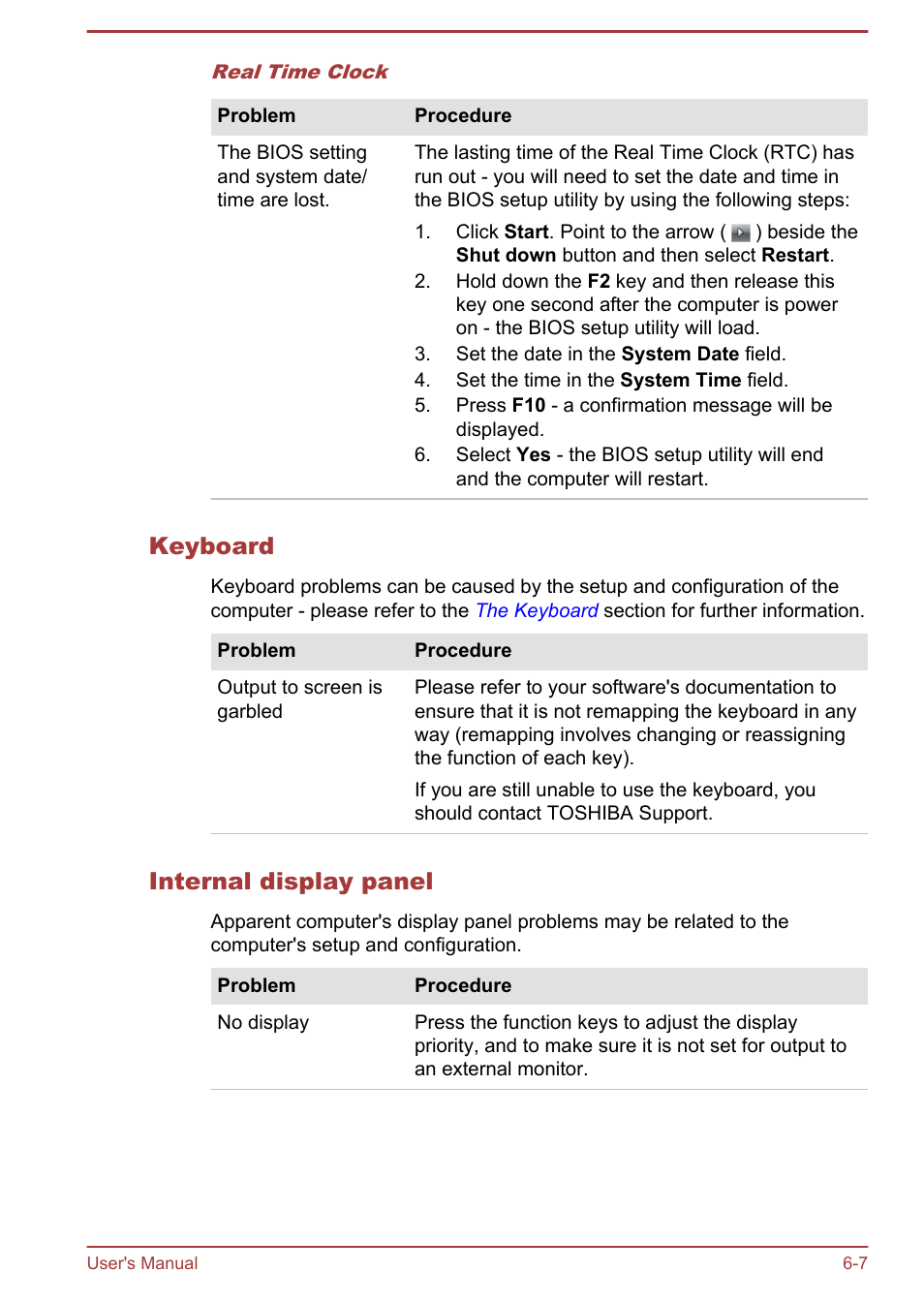 Keyboard, Internal display panel | Toshiba Qosmio X70-B User Manual | Page 99 / 128