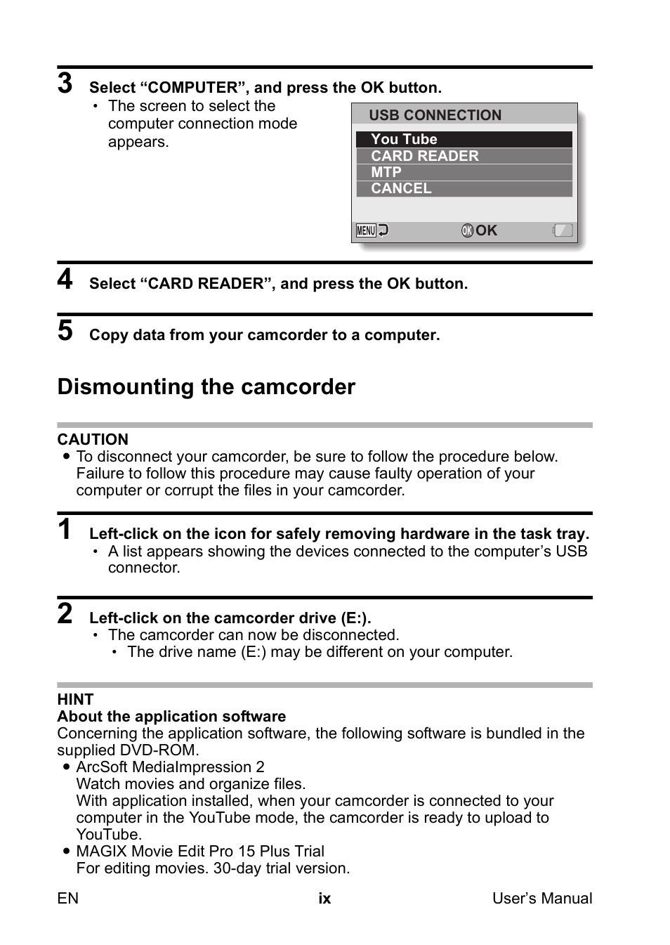 Dismounting the camcorder | Toshiba Camileo SX900 User Manual | Page 10 / 75