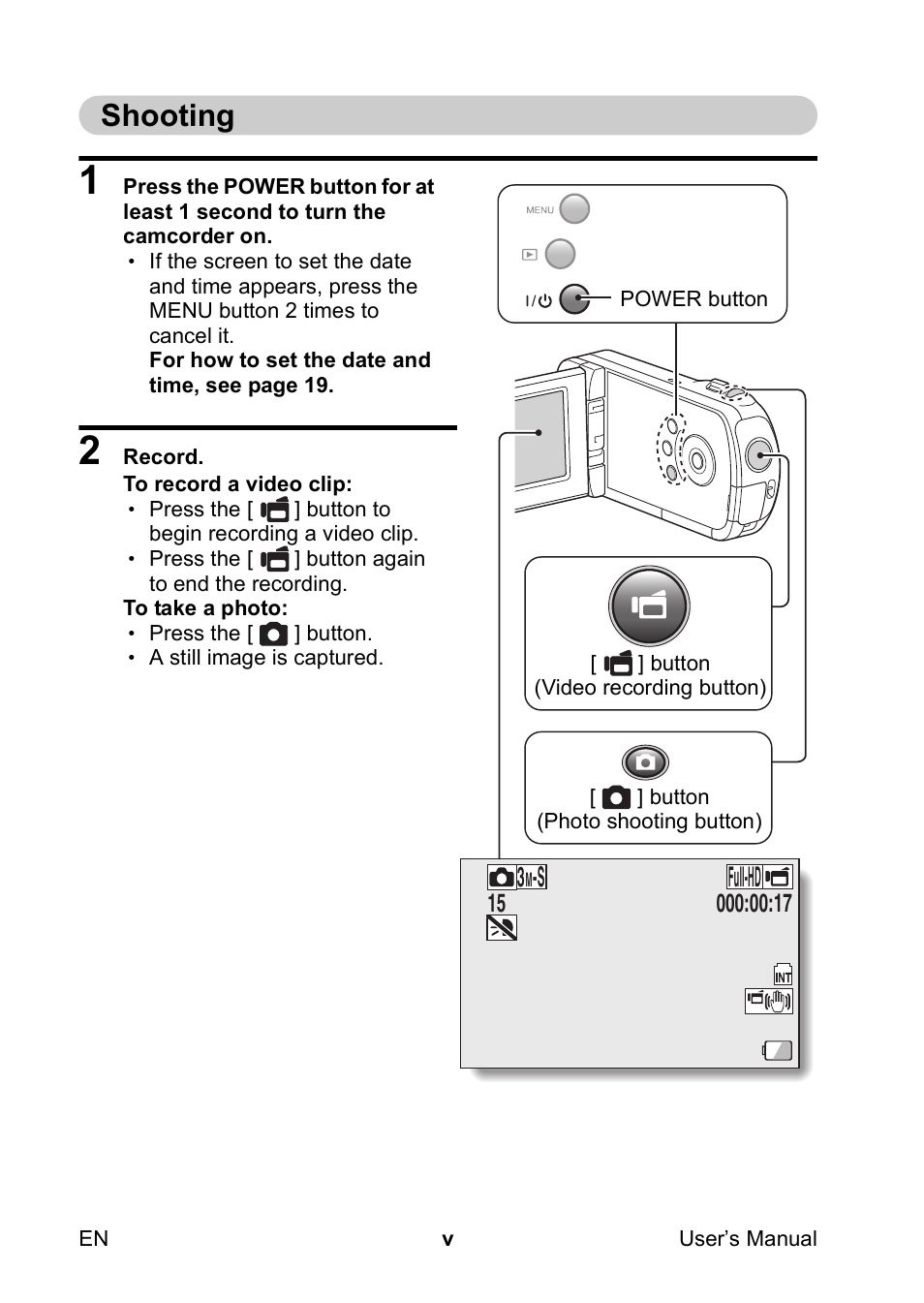 Shooting, Full-hd | Toshiba Camileo SX900 User Manual | Page 6 / 75