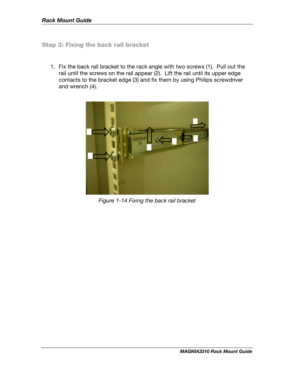 Step 3: fixing the back rail bracket | Toshiba Magnia 3310 User Manual | Page 12 / 15