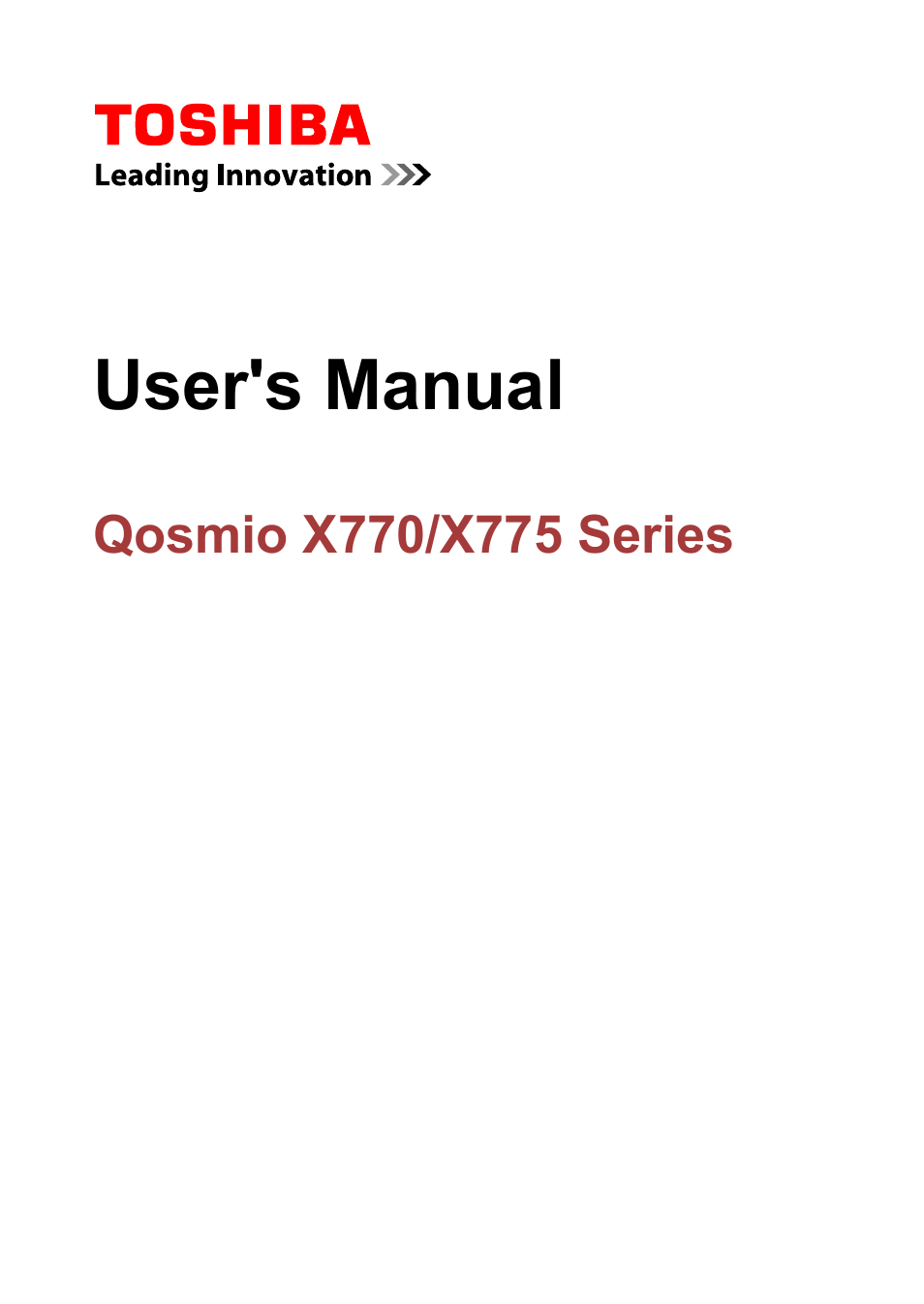 Toshiba Qosmio X770 User Manual | 170 pages