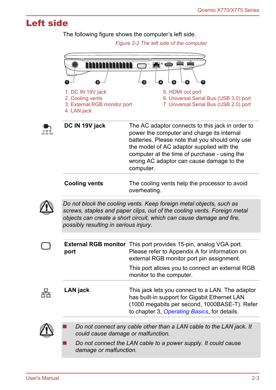 Left side, Left side -3 | Toshiba Qosmio X770 User Manual | Page 28 / 170