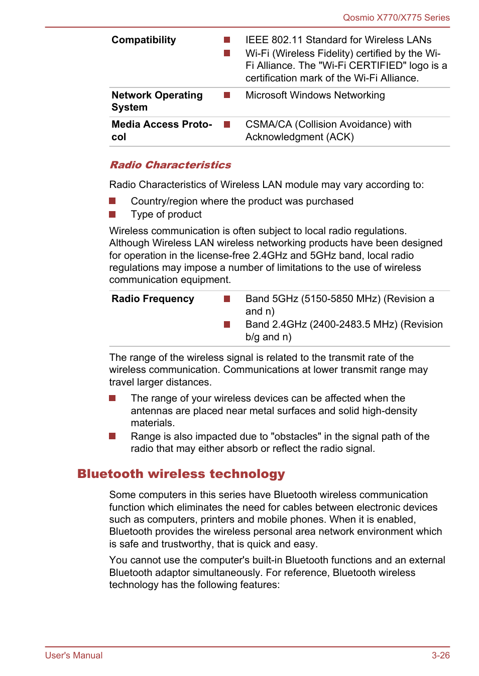 Bluetooth wireless technology | Toshiba Qosmio X770 User Manual | Page 67 / 170