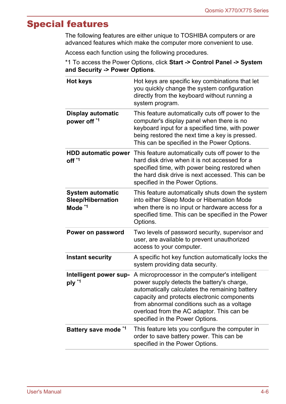 Special features, Special features -6 | Toshiba Qosmio X770 User Manual | Page 95 / 170