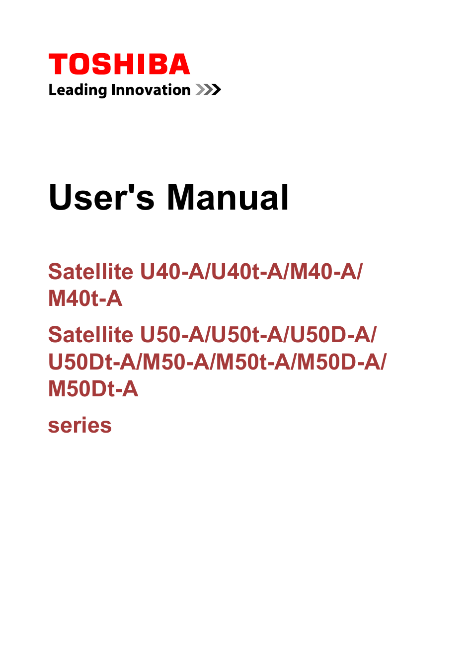 Toshiba Satellite U50-A User Manual | 120 pages