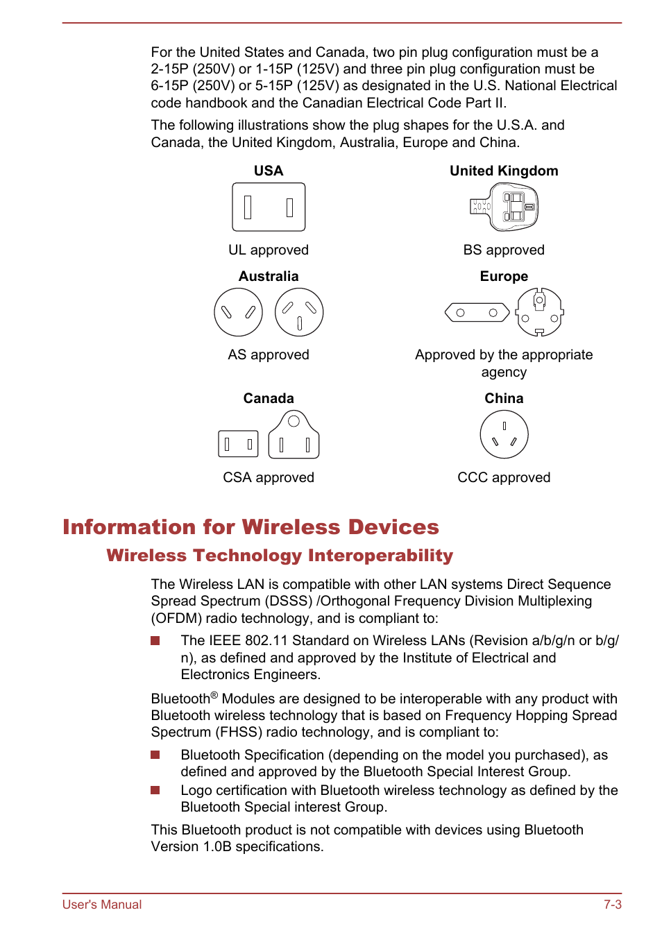 Information for wireless devices, Wireless technology interoperability, Information for wireless devices -3 | Toshiba Satellite U50-A User Manual | Page 102 / 120