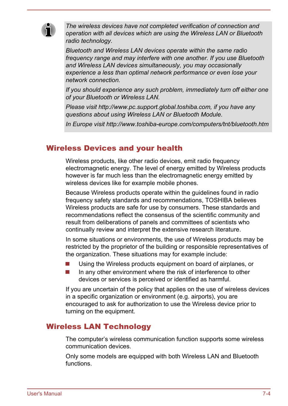 Wireless devices and your health, Wireless lan technology | Toshiba Satellite U50-A User Manual | Page 103 / 120