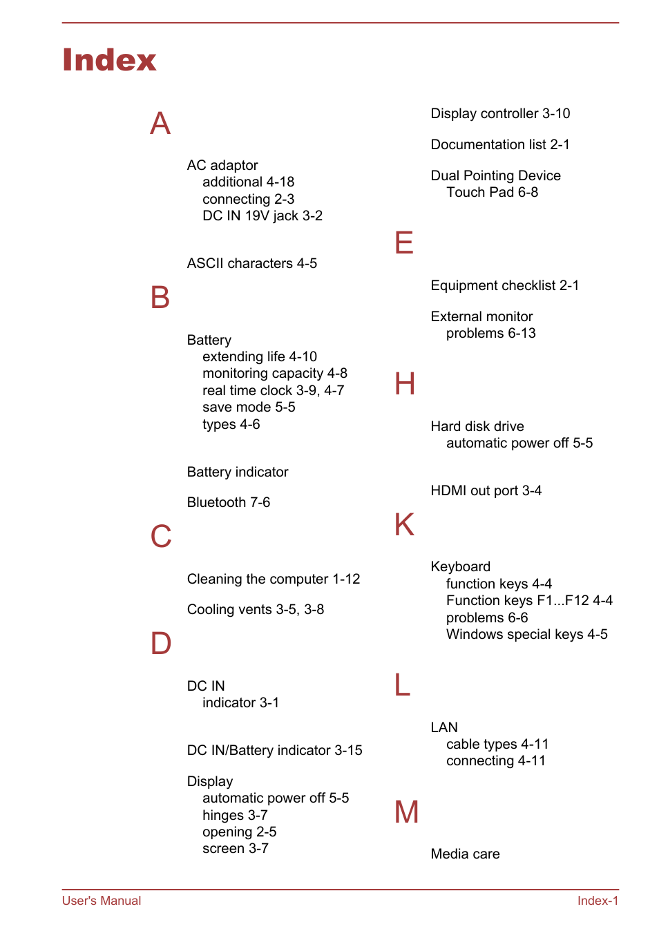 Index, Index a | Toshiba Satellite U50-A User Manual | Page 118 / 120