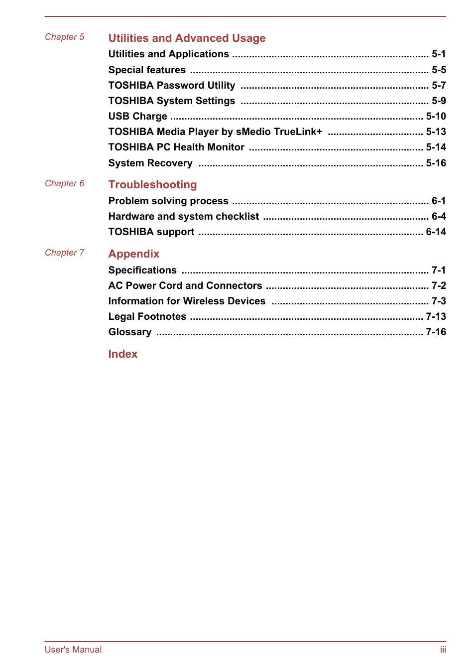 Toshiba Satellite U50-A User Manual | Page 3 / 120