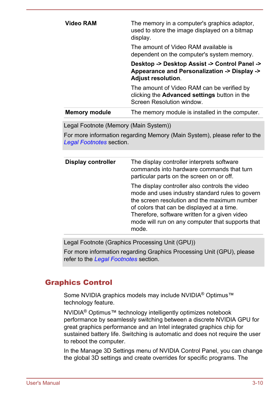 Graphics control | Toshiba Satellite U50-A User Manual | Page 39 / 120