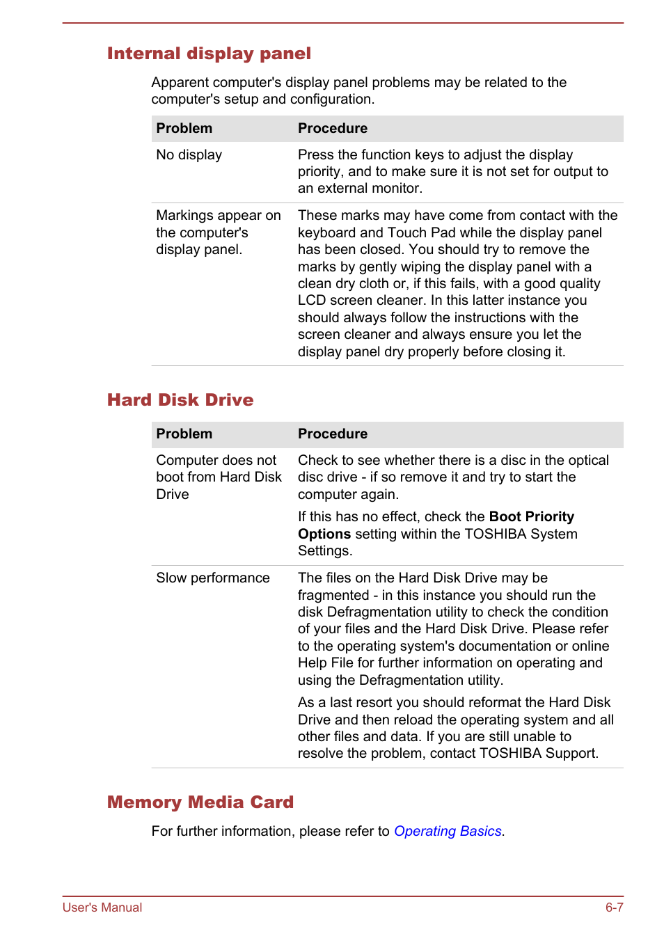 Internal display panel, Hard disk drive, Memory media card | Toshiba Satellite U50-A User Manual | Page 91 / 120