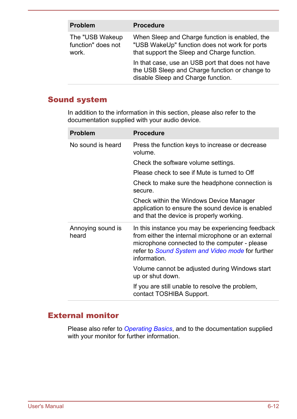 Sound system, External monitor | Toshiba Satellite U50-A User Manual | Page 96 / 120