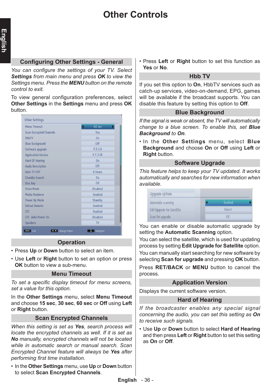 Other controls, English | Toshiba T5445 User Manual | Page 36 / 60