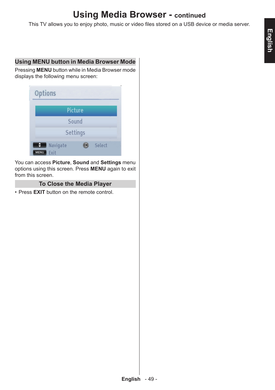 Using media browser | Toshiba T5445 User Manual | Page 49 / 60