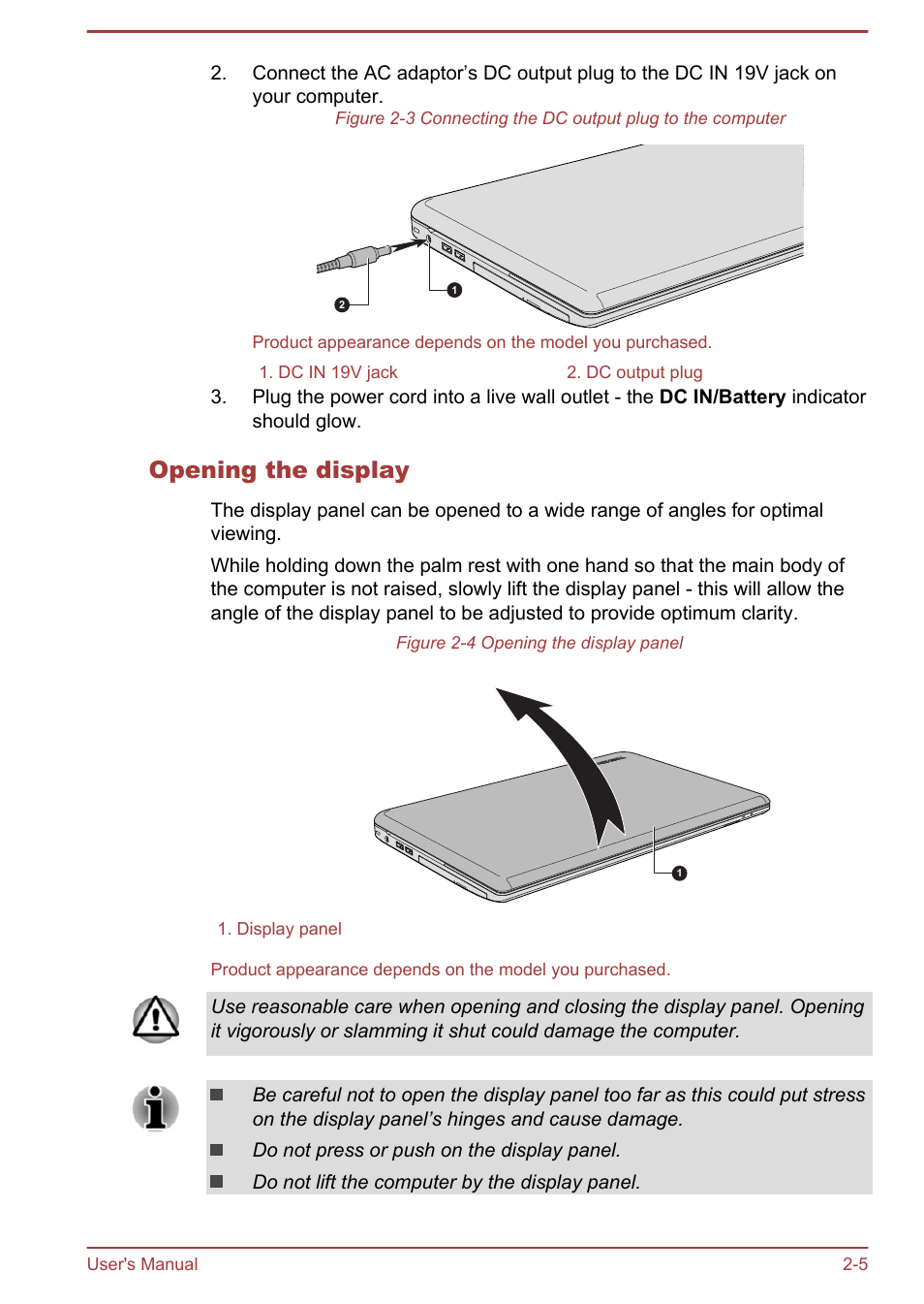Opening the display | Toshiba Satellite P70-B User Manual | Page 27 / 137
