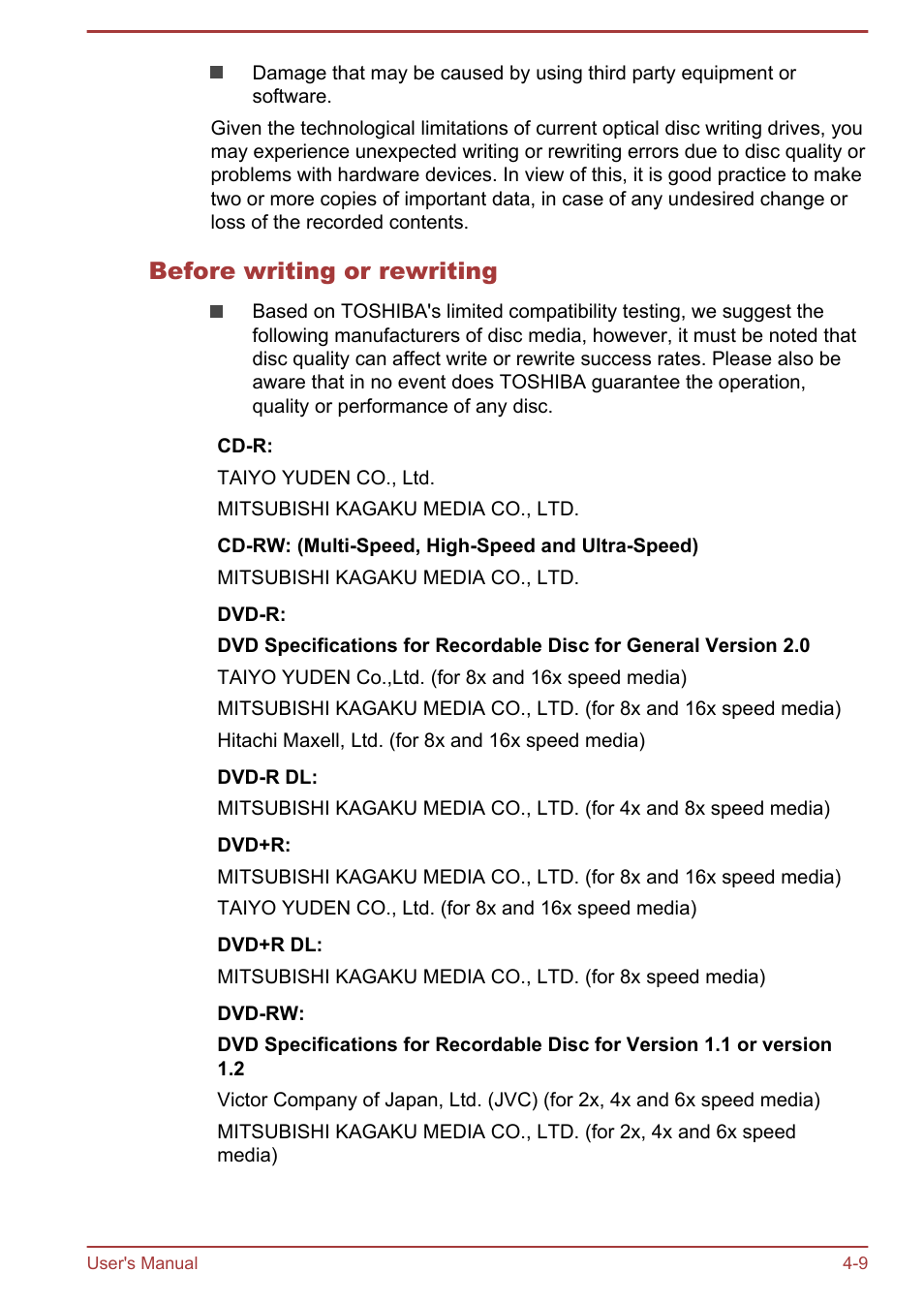 Before writing or rewriting | Toshiba Satellite P70-B User Manual | Page 56 / 137