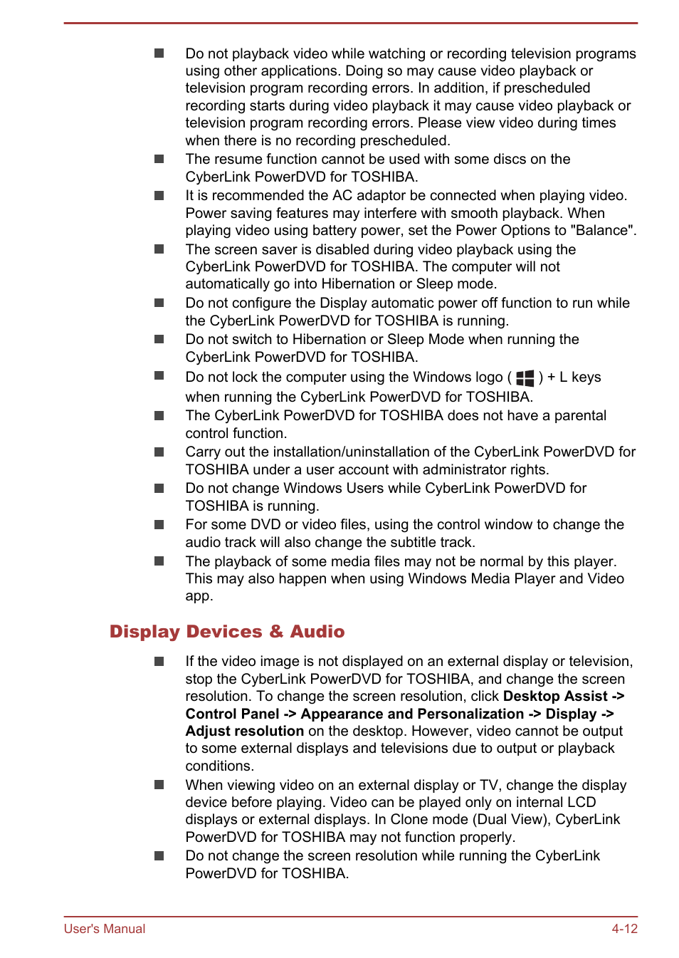 Display devices & audio | Toshiba Satellite P70-B User Manual | Page 59 / 137