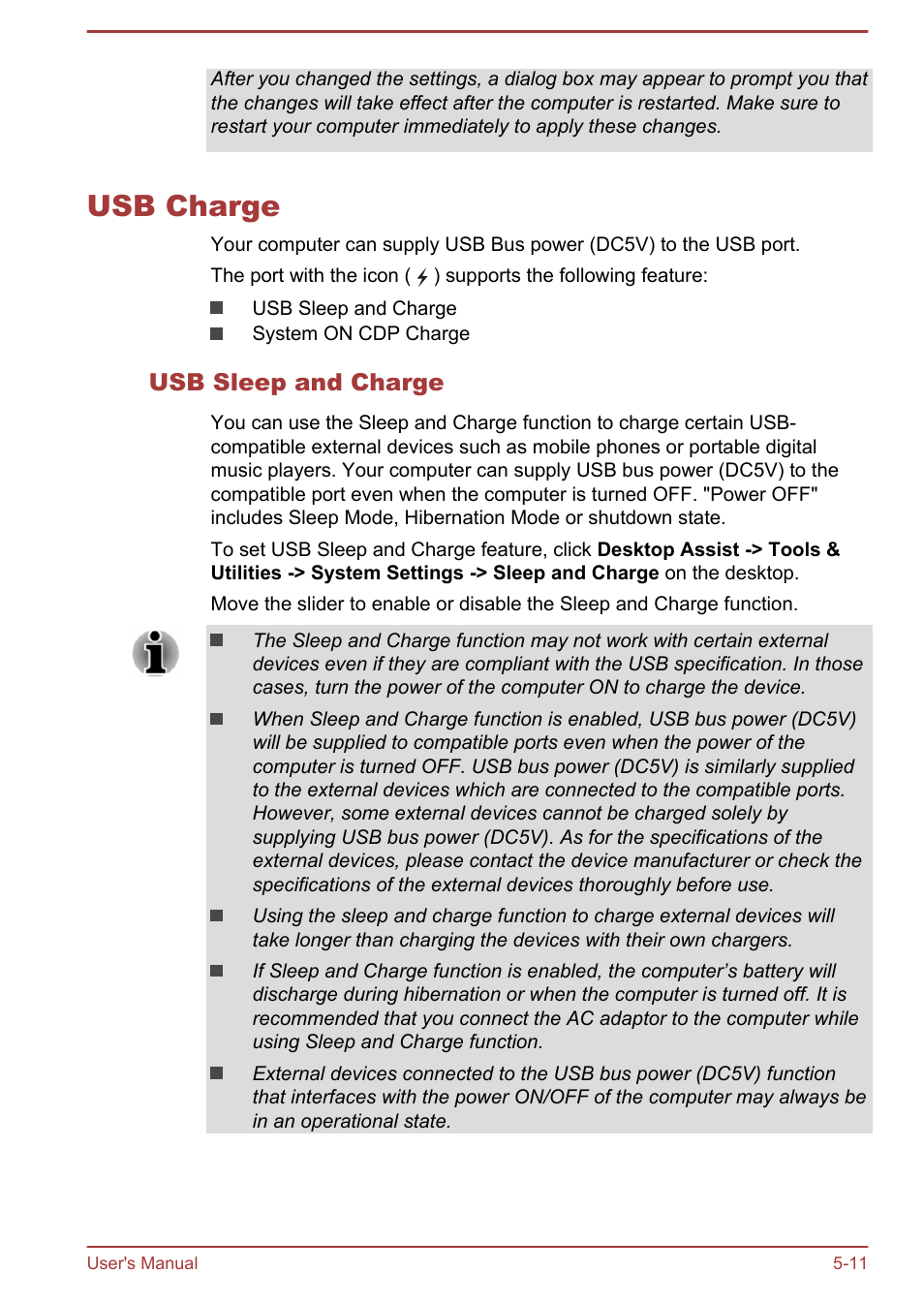 Usb charge, Usb sleep and charge, Usb charge -11 | Toshiba Satellite P70-B User Manual | Page 93 / 137