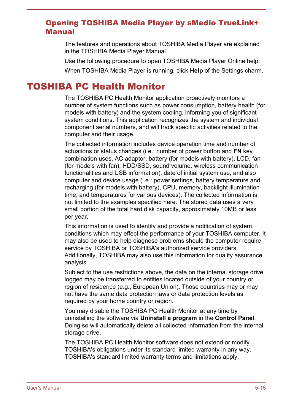 Toshiba pc health monitor, Toshiba pc health monitor -15 | Toshiba Satellite P70-B User Manual | Page 97 / 137