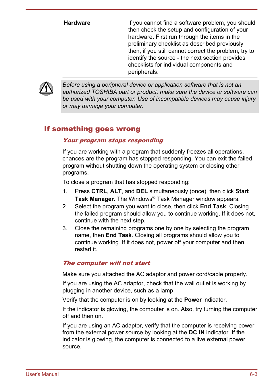 If something goes wrong | Toshiba Portege Z930-F User Manual | Page 113 / 132